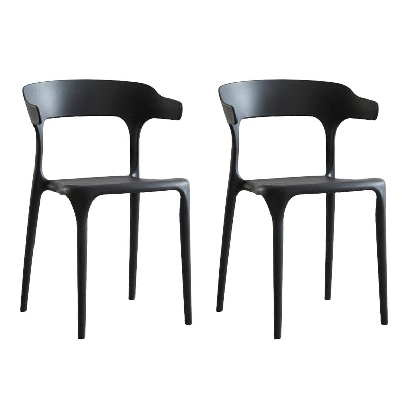 Modern Style Stackable Chair Dining Armless Open Back Chairs with Plastic Legs for Kitchen Black 2 Piece Set Clearhalo ' kitchen&dining_furn' 'Dining Chairs' 'Dining Tables & Seating' 'dining_chair' 'furn' 'furn_dining_chair' 'Furniture' 'furniture_dining_chair' 'Kitchen & Dining Furniture' 'kitchen' 4693899