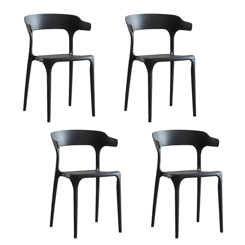 Modern Style Stackable Chair Dining Armless Open Back Chairs with Plastic Legs for Kitchen Black 4 Piece Set Clearhalo ' kitchen&dining_furn' 'Dining Chairs' 'Dining Tables & Seating' 'dining_chair' 'furn' 'furn_dining_chair' 'Furniture' 'furniture_dining_chair' 'Kitchen & Dining Furniture' 'kitchen' 4693900