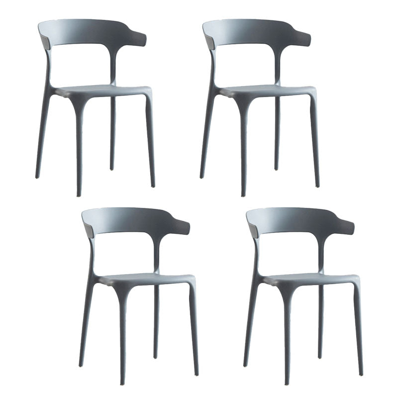 Modern Style Stackable Chair Dining Armless Open Back Chairs with Plastic Legs for Kitchen Dark Gray 4 Piece Set Clearhalo ' kitchen&dining_furn' 'Dining Chairs' 'Dining Tables & Seating' 'dining_chair' 'furn' 'furn_dining_chair' 'Furniture' 'furniture_dining_chair' 'Kitchen & Dining Furniture' 'kitchen' 4693904