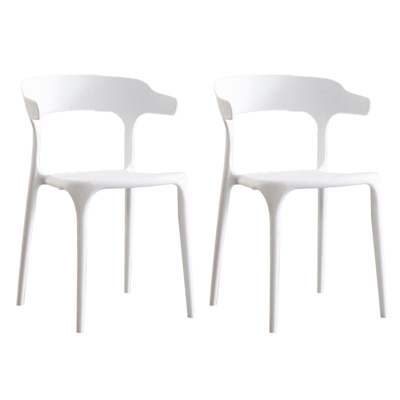 Modern Style Stackable Chair Dining Armless Open Back Chairs with Plastic Legs for Kitchen White 2 Piece Set Clearhalo ' kitchen&dining_furn' 'Dining Chairs' 'Dining Tables & Seating' 'dining_chair' 'furn' 'furn_dining_chair' 'Furniture' 'furniture_dining_chair' 'Kitchen & Dining Furniture' 'kitchen' 4693905