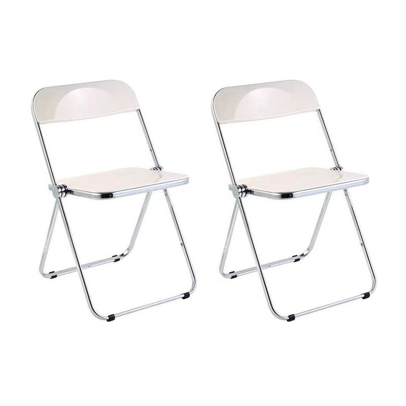 Industrial Design Plastic Dining Armless Chair Open Back Folding Side Chair White 2 Piece Set Clearhalo ' kitchen&dining_furn' 'Dining Chairs' 'Dining Tables & Seating' 'dining_chair' 'furn' 'furn_dining_chair' 'Furniture' 'furniture_dining_chair' 'Kitchen & Dining Furniture' 'kitchen' 4693911