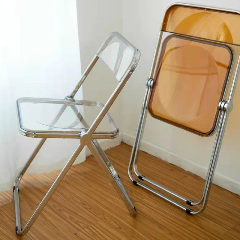 Industrial Design Plastic Dining Armless Chair Open Back Folding Side Chair Clearhalo ' kitchen&dining_furn' 'Dining Chairs' 'Dining Tables & Seating' 'dining_chair' 'furn' 'furn_dining_chair' 'Furniture' 'furniture_dining_chair' 'Kitchen & Dining Furniture' 'kitchen' 4693912