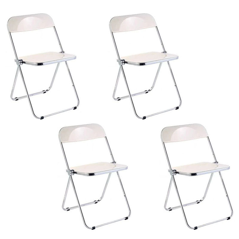 Industrial Design Plastic Dining Armless Chair Open Back Folding Side Chair White 4 Piece Set Clearhalo ' kitchen&dining_furn' 'Dining Chairs' 'Dining Tables & Seating' 'dining_chair' 'furn' 'furn_dining_chair' 'Furniture' 'furniture_dining_chair' 'Kitchen & Dining Furniture' 'kitchen' 4693913