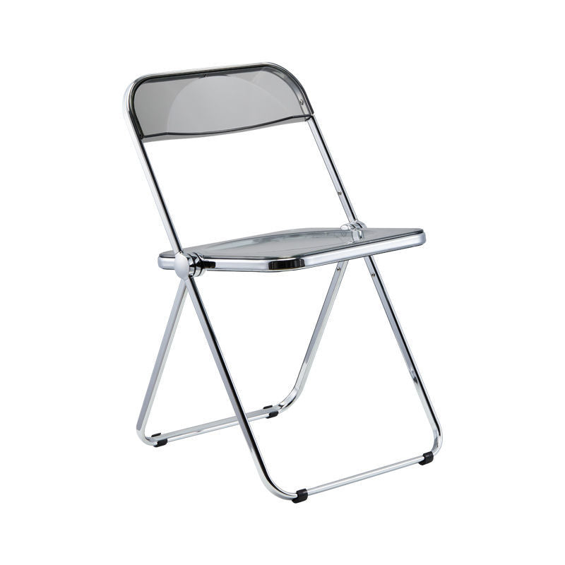 Industrial Design Plastic Dining Armless Chair Open Back Folding Side Chair Smoke Gray 1 Piece Clearhalo ' kitchen&dining_furn' 'Dining Chairs' 'Dining Tables & Seating' 'dining_chair' 'furn' 'furn_dining_chair' 'Furniture' 'furniture_dining_chair' 'Kitchen & Dining Furniture' 'kitchen' 4693915