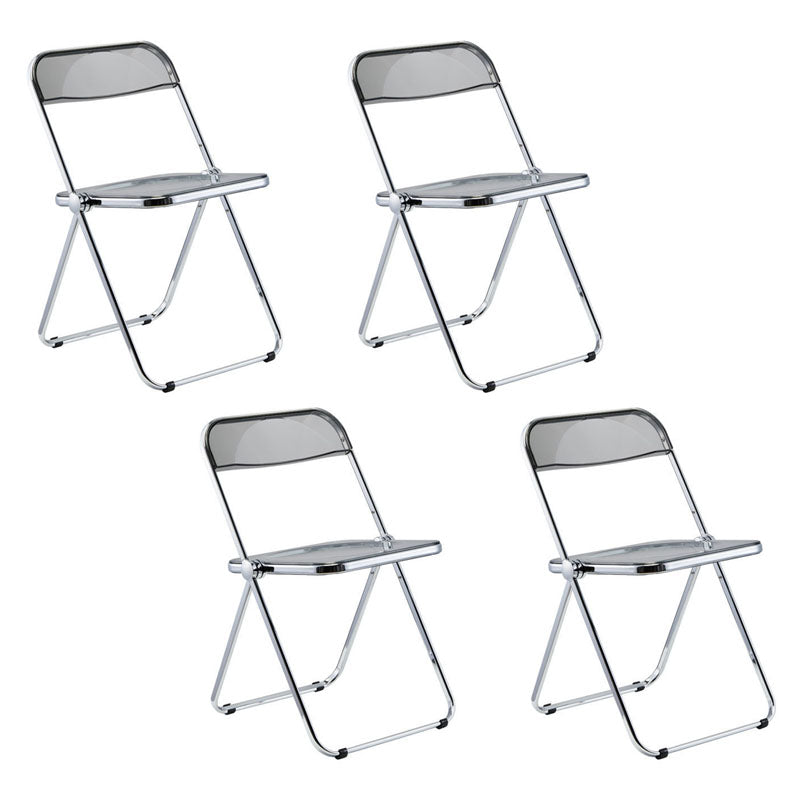 Industrial Design Plastic Dining Armless Chair Open Back Folding Side Chair Smoke Gray 4 Piece Set Clearhalo ' kitchen&dining_furn' 'Dining Chairs' 'Dining Tables & Seating' 'dining_chair' 'furn' 'furn_dining_chair' 'Furniture' 'furniture_dining_chair' 'Kitchen & Dining Furniture' 'kitchen' 4693918