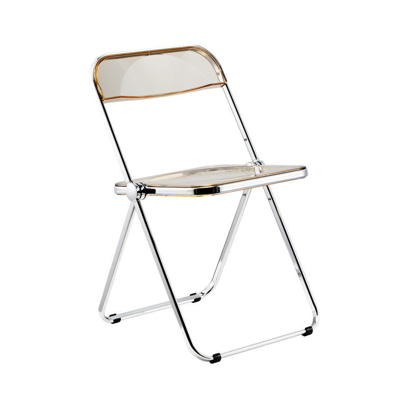 Industrial Design Plastic Dining Armless Chair Open Back Folding Side Chair Amber 1 Piece Clearhalo ' kitchen&dining_furn' 'Dining Chairs' 'Dining Tables & Seating' 'dining_chair' 'furn' 'furn_dining_chair' 'Furniture' 'furniture_dining_chair' 'Kitchen & Dining Furniture' 'kitchen' 4693921