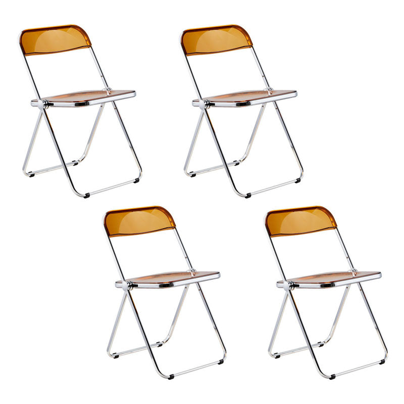 Industrial Design Plastic Dining Armless Chair Open Back Folding Side Chair Tan 4 Piece Set Clearhalo ' kitchen&dining_furn' 'Dining Chairs' 'Dining Tables & Seating' 'dining_chair' 'furn' 'furn_dining_chair' 'Furniture' 'furniture_dining_chair' 'Kitchen & Dining Furniture' 'kitchen' 4693931