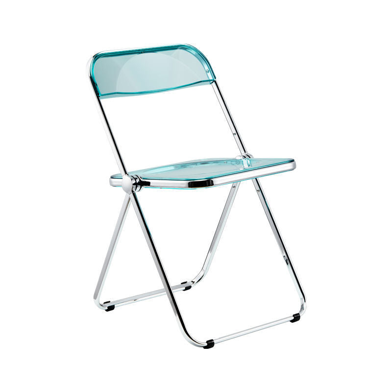 Industrial Design Plastic Dining Armless Chair Open Back Folding Side Chair Blue-Clear 1 Piece Clearhalo ' kitchen&dining_furn' 'Dining Chairs' 'Dining Tables & Seating' 'dining_chair' 'furn' 'furn_dining_chair' 'Furniture' 'furniture_dining_chair' 'Kitchen & Dining Furniture' 'kitchen' 4693941