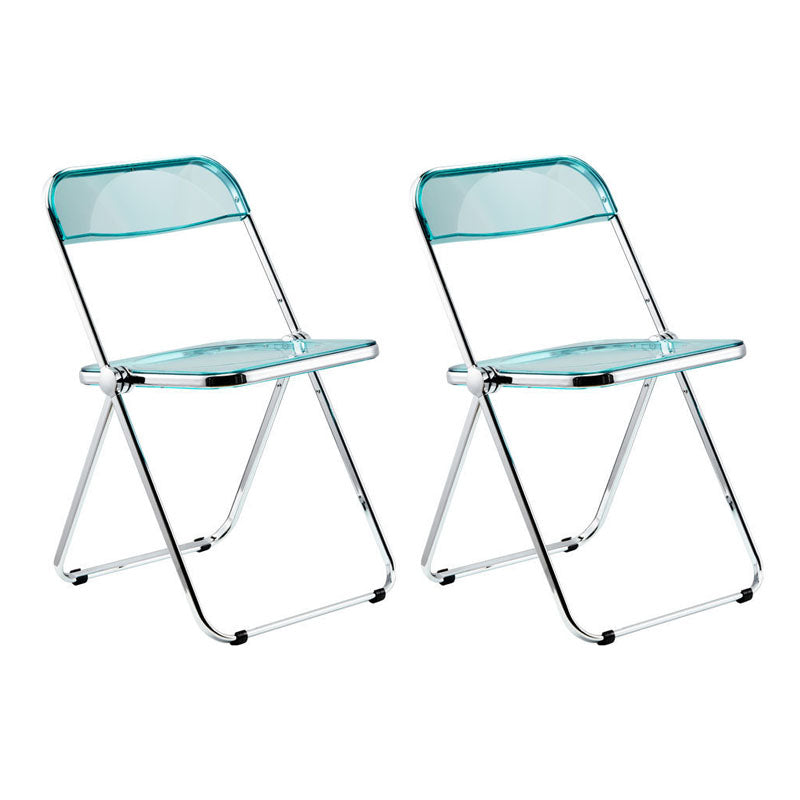 Industrial Design Plastic Dining Armless Chair Open Back Folding Side Chair Blue-Clear 2 Piece Set Clearhalo ' kitchen&dining_furn' 'Dining Chairs' 'Dining Tables & Seating' 'dining_chair' 'furn' 'furn_dining_chair' 'Furniture' 'furniture_dining_chair' 'Kitchen & Dining Furniture' 'kitchen' 4693942