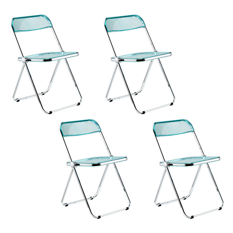 Industrial Design Plastic Dining Armless Chair Open Back Folding Side Chair Blue-Clear 4 Piece Set Clearhalo ' kitchen&dining_furn' 'Dining Chairs' 'Dining Tables & Seating' 'dining_chair' 'furn' 'furn_dining_chair' 'Furniture' 'furniture_dining_chair' 'Kitchen & Dining Furniture' 'kitchen' 4693943