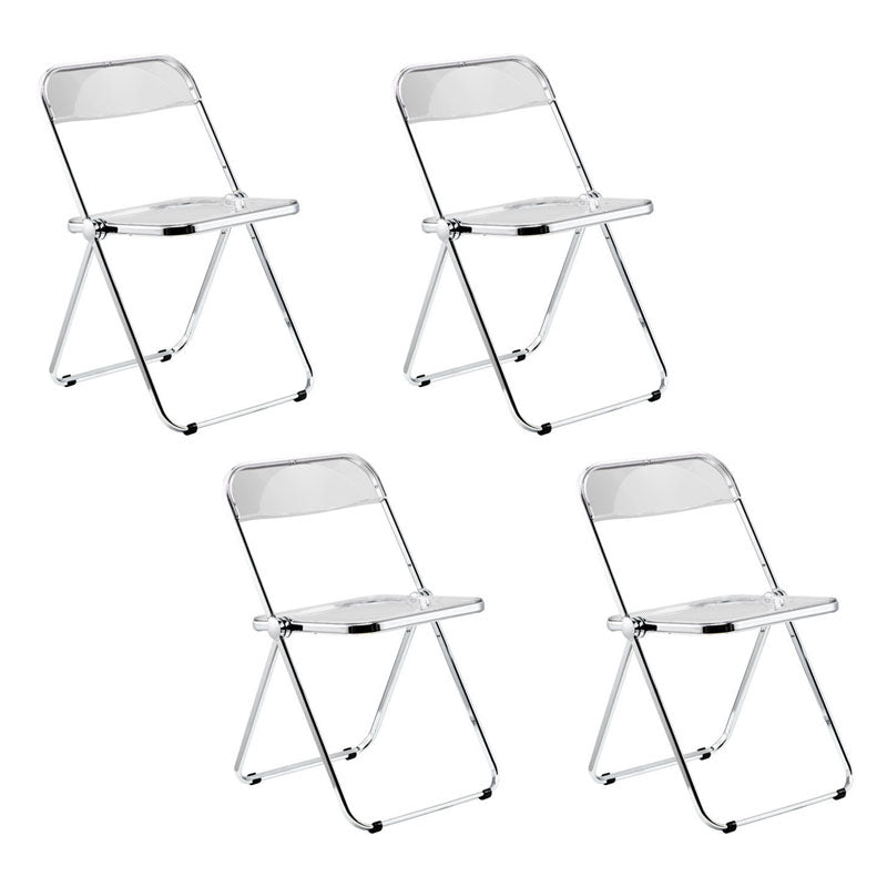 Industrial Design Plastic Dining Armless Chair Open Back Folding Side Chair Clear 4 Piece Set Clearhalo ' kitchen&dining_furn' 'Dining Chairs' 'Dining Tables & Seating' 'dining_chair' 'furn' 'furn_dining_chair' 'Furniture' 'furniture_dining_chair' 'Kitchen & Dining Furniture' 'kitchen' 4693946