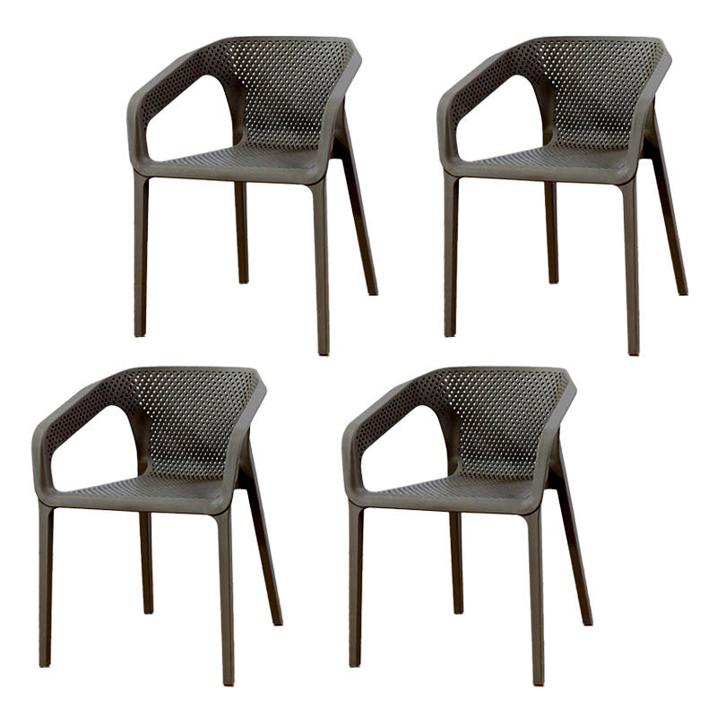 Modern Style Stackable Chair Dining Arm Chair with Plastic Legs for Kitchen Grey Set of 4 Clearhalo ' kitchen&dining_furn' 'Dining Chairs' 'Dining Tables & Seating' 'dining_chair' 'Furniture' 'furniture_dining_chair' 'Kitchen & Dining Furniture' 'kitchen' 4693952