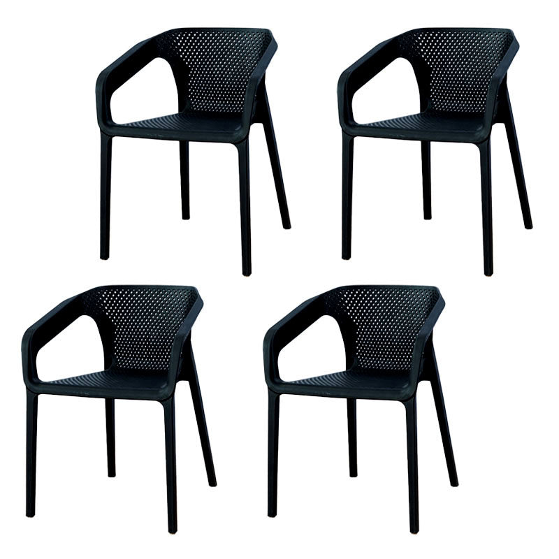 Modern Style Stackable Chair Dining Arm Chair with Plastic Legs for Kitchen Black Set of 4 Clearhalo ' kitchen&dining_furn' 'Dining Chairs' 'Dining Tables & Seating' 'dining_chair' 'Furniture' 'furniture_dining_chair' 'Kitchen & Dining Furniture' 'kitchen' 4693967