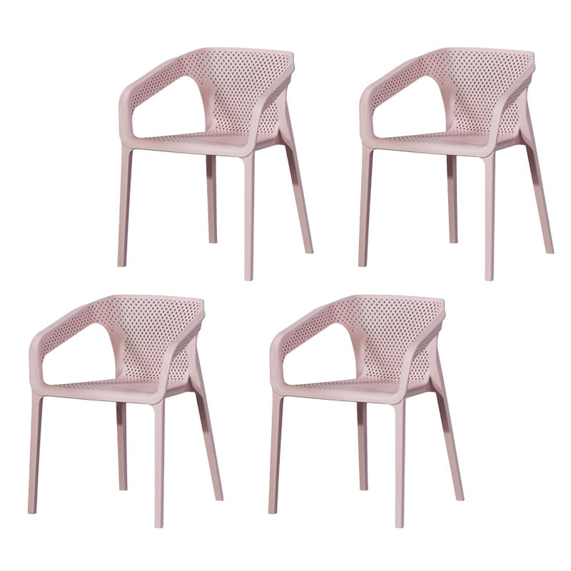 Modern Style Stackable Chair Dining Arm Chair with Plastic Legs for Kitchen Rose Bloom Set of 4 Clearhalo ' kitchen&dining_furn' 'Dining Chairs' 'Dining Tables & Seating' 'dining_chair' 'Furniture' 'furniture_dining_chair' 'Kitchen & Dining Furniture' 'kitchen' 4693971