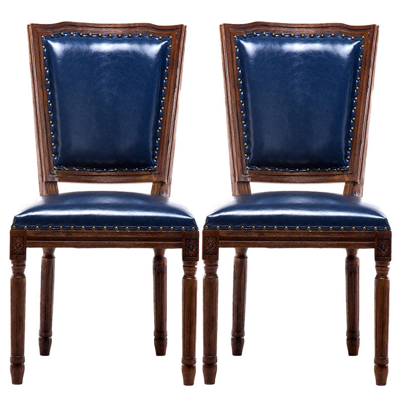 Traditional Wood Dining Kitchen Room Chair Open Back Side Chair Blue Set of 2 Clearhalo ' kitchen&dining_furn' 'Dining Chairs' 'Dining Tables & Seating' 'dining_chair' 'Furniture' 'furniture_dining_chair' 'Kitchen & Dining Furniture' 'kitchen' 4694003