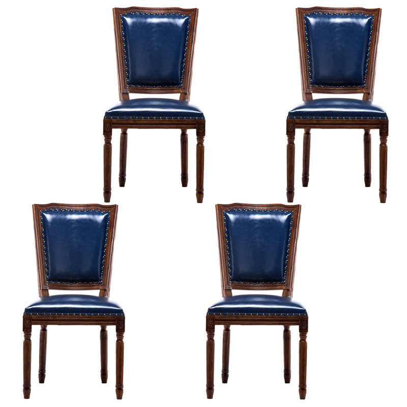 Traditional Wood Dining Kitchen Room Chair Open Back Side Chair Blue Set of 4 Clearhalo ' kitchen&dining_furn' 'Dining Chairs' 'Dining Tables & Seating' 'dining_chair' 'Furniture' 'furniture_dining_chair' 'Kitchen & Dining Furniture' 'kitchen' 4694004