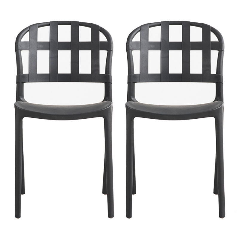 Scandinavian Style Armless Open Back Chairs Stacking Plastic Side Chair Black 2 Piece Set Clearhalo ' kitchen&dining_furn' 'Dining Chairs' 'Dining Tables & Seating' 'dining_chair' 'furn' 'furn_dining_chair' 'Furniture' 'furniture_dining_chair' 'Kitchen & Dining Furniture' 'kitchen' 4694007
