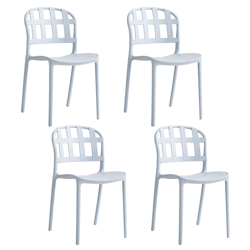 Scandinavian Style Armless Open Back Chairs Stacking Plastic Side Chair Dark Blue-Gray 4 Piece Set Clearhalo ' kitchen&dining_furn' 'Dining Chairs' 'Dining Tables & Seating' 'dining_chair' 'furn' 'furn_dining_chair' 'Furniture' 'furniture_dining_chair' 'Kitchen & Dining Furniture' 'kitchen' 4694013