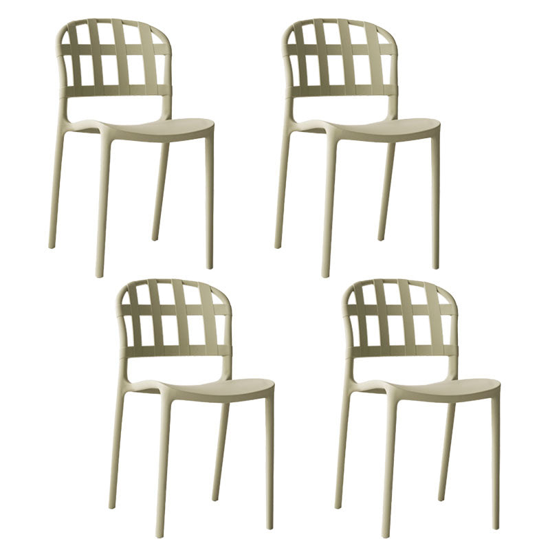 Scandinavian Style Armless Open Back Chairs Stacking Plastic Side Chair Light Green 4 Piece Set Clearhalo ' kitchen&dining_furn' 'Dining Chairs' 'Dining Tables & Seating' 'dining_chair' 'furn' 'furn_dining_chair' 'Furniture' 'furniture_dining_chair' 'Kitchen & Dining Furniture' 'kitchen' 4694016