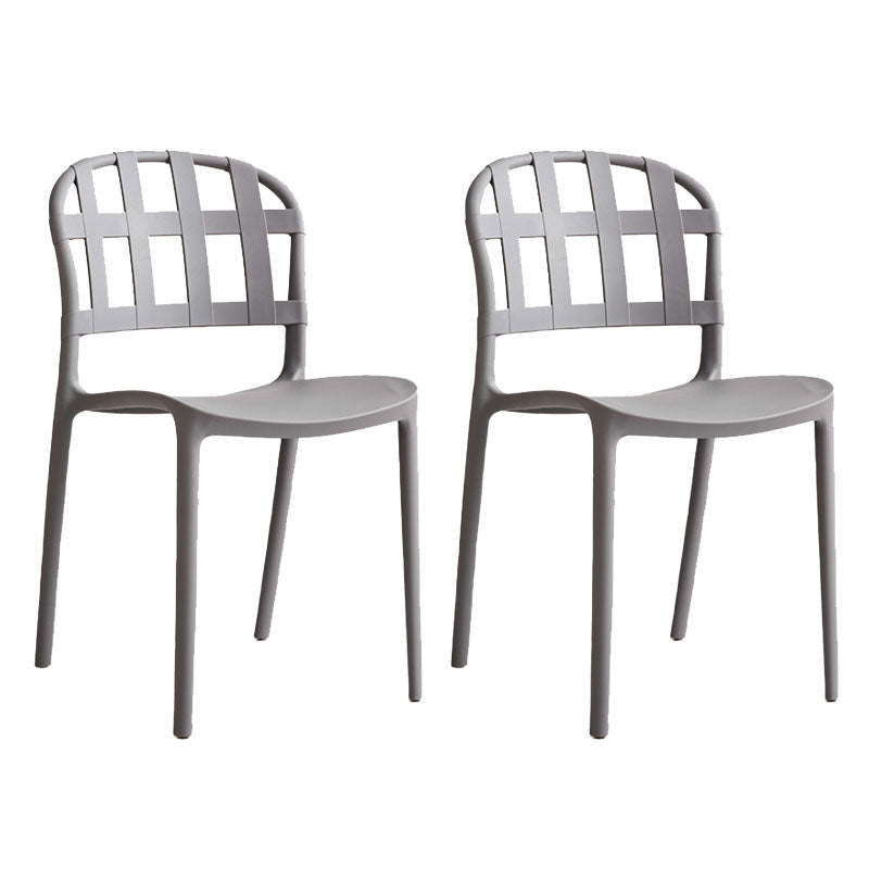 Scandinavian Style Armless Open Back Chairs Stacking Plastic Side Chair Grey 2 Piece Set Clearhalo ' kitchen&dining_furn' 'Dining Chairs' 'Dining Tables & Seating' 'dining_chair' 'furn' 'furn_dining_chair' 'Furniture' 'furniture_dining_chair' 'Kitchen & Dining Furniture' 'kitchen' 4694019