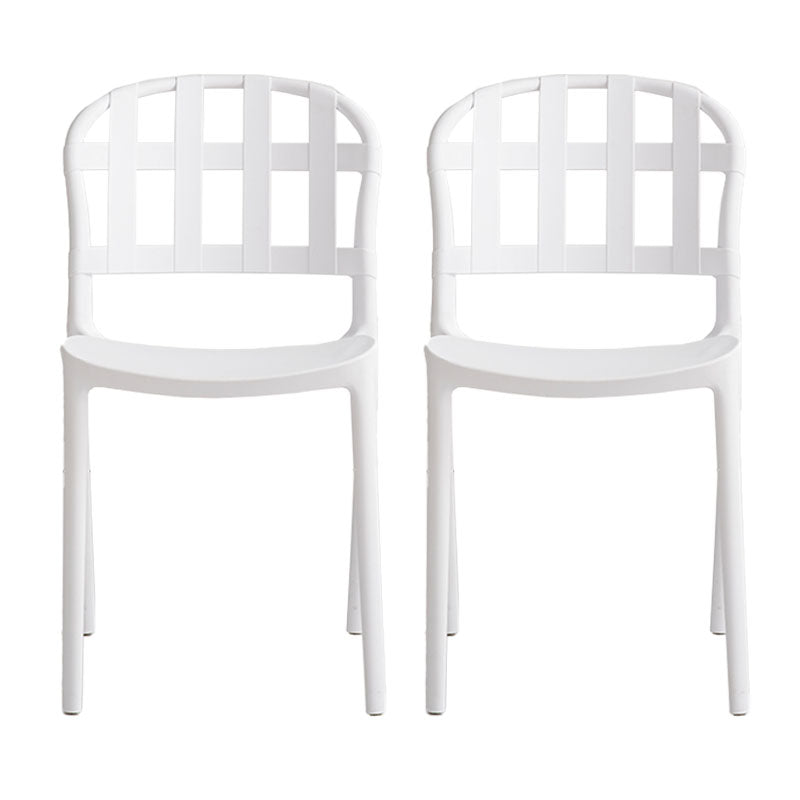 Scandinavian Style Armless Open Back Chairs Stacking Plastic Side Chair White 2 Piece Set Clearhalo ' kitchen&dining_furn' 'Dining Chairs' 'Dining Tables & Seating' 'dining_chair' 'furn' 'furn_dining_chair' 'Furniture' 'furniture_dining_chair' 'Kitchen & Dining Furniture' 'kitchen' 4694022