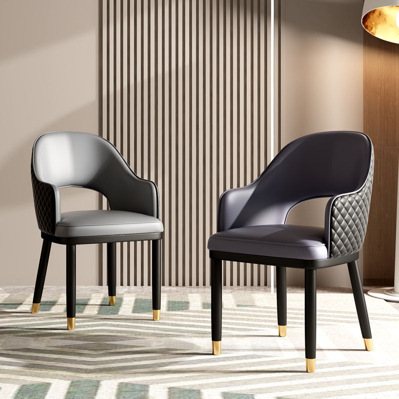 Scandinavian Open Back Arm Dining Chairs Faux Leather Side Chair Clearhalo ' kitchen&dining_furn' 'Dining Chairs' 'Dining Tables & Seating' 'dining_chair' 'furn' 'furn_dining_chair' 'Furniture' 'furniture_dining_chair' 'Kitchen & Dining Furniture' 'kitchen' 4694034