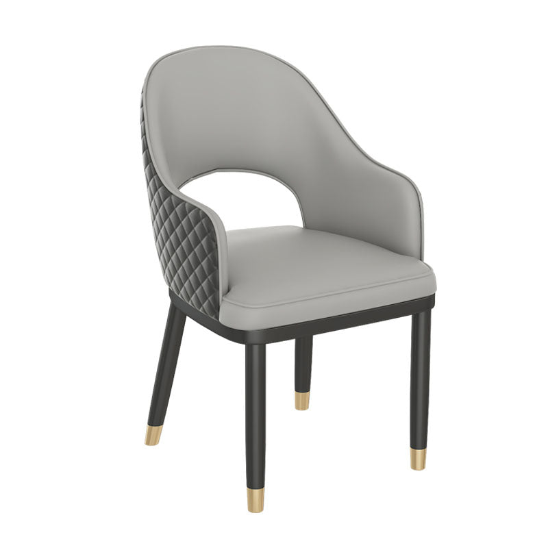 Scandinavian Open Back Arm Dining Chairs Faux Leather Side Chair Grey 1 Piece Clearhalo ' kitchen&dining_furn' 'Dining Chairs' 'Dining Tables & Seating' 'dining_chair' 'furn' 'furn_dining_chair' 'Furniture' 'furniture_dining_chair' 'Kitchen & Dining Furniture' 'kitchen' 4694036