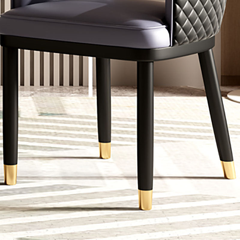 Scandinavian Open Back Arm Dining Chairs Faux Leather Side Chair Clearhalo ' kitchen&dining_furn' 'Dining Chairs' 'Dining Tables & Seating' 'dining_chair' 'furn' 'furn_dining_chair' 'Furniture' 'furniture_dining_chair' 'Kitchen & Dining Furniture' 'kitchen' 4694046