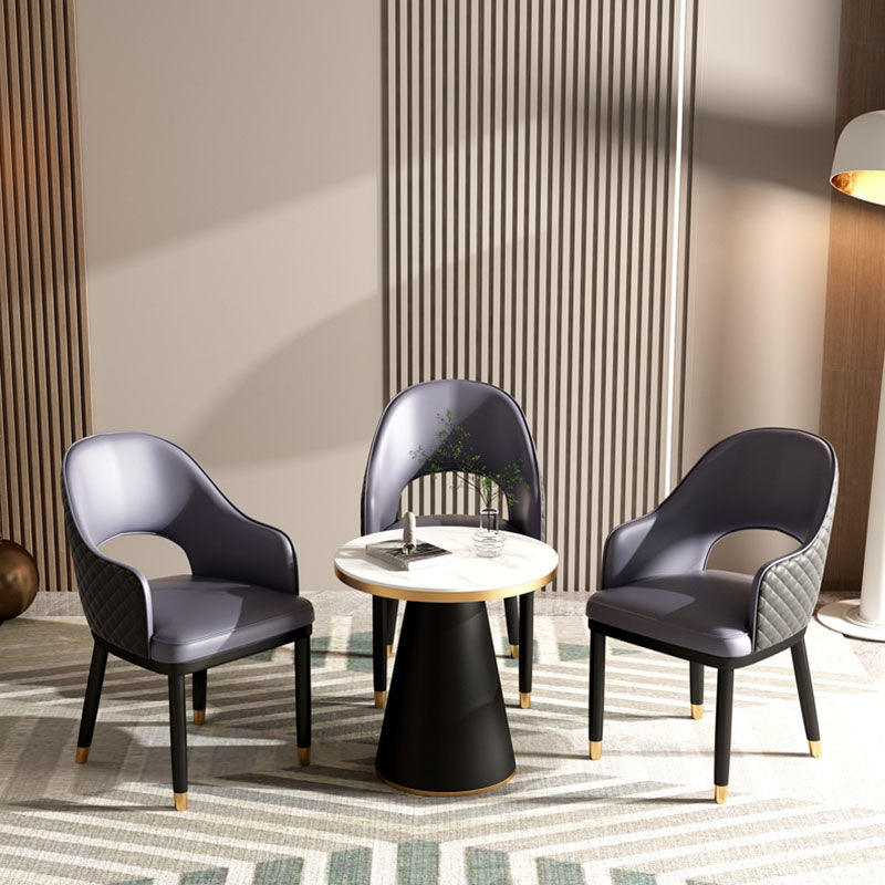 Scandinavian Open Back Arm Dining Chairs Faux Leather Side Chair Clearhalo ' kitchen&dining_furn' 'Dining Chairs' 'Dining Tables & Seating' 'dining_chair' 'furn' 'furn_dining_chair' 'Furniture' 'furniture_dining_chair' 'Kitchen & Dining Furniture' 'kitchen' 4694048