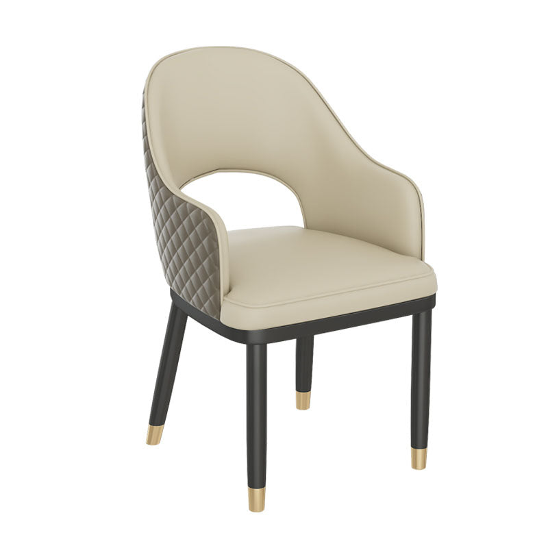 Scandinavian Open Back Arm Dining Chairs Faux Leather Side Chair Light Gray 1 Piece Clearhalo ' kitchen&dining_furn' 'Dining Chairs' 'Dining Tables & Seating' 'dining_chair' 'furn' 'furn_dining_chair' 'Furniture' 'furniture_dining_chair' 'Kitchen & Dining Furniture' 'kitchen' 4694049