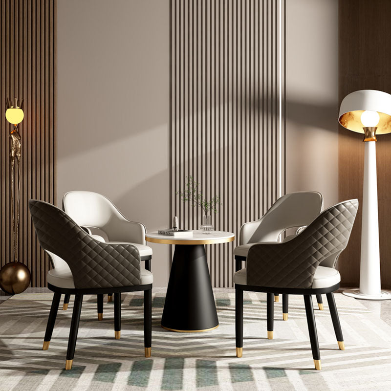 Scandinavian Open Back Arm Dining Chairs Faux Leather Side Chair Clearhalo ' kitchen&dining_furn' 'Dining Chairs' 'Dining Tables & Seating' 'dining_chair' 'furn' 'furn_dining_chair' 'Furniture' 'furniture_dining_chair' 'Kitchen & Dining Furniture' 'kitchen' 4694050