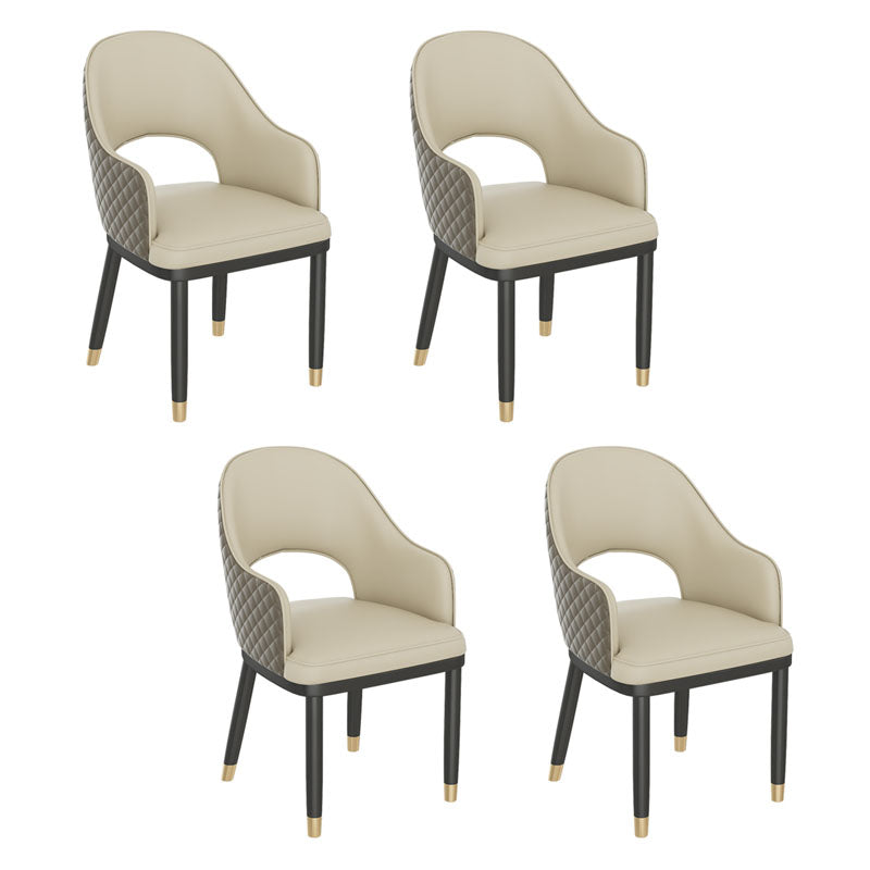 Scandinavian Open Back Arm Dining Chairs Faux Leather Side Chair Light Gray 4 Piece Set Clearhalo ' kitchen&dining_furn' 'Dining Chairs' 'Dining Tables & Seating' 'dining_chair' 'furn' 'furn_dining_chair' 'Furniture' 'furniture_dining_chair' 'Kitchen & Dining Furniture' 'kitchen' 4694052