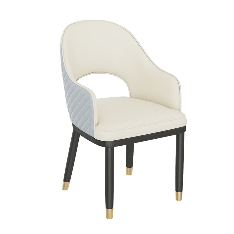 Scandinavian Open Back Arm Dining Chairs Faux Leather Side Chair White 1 Piece Clearhalo ' kitchen&dining_furn' 'Dining Chairs' 'Dining Tables & Seating' 'dining_chair' 'furn' 'furn_dining_chair' 'Furniture' 'furniture_dining_chair' 'Kitchen & Dining Furniture' 'kitchen' 4694053