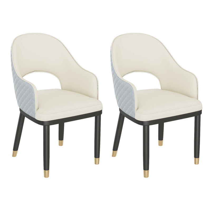 Scandinavian Open Back Arm Dining Chairs Faux Leather Side Chair White 2 Piece Set Clearhalo ' kitchen&dining_furn' 'Dining Chairs' 'Dining Tables & Seating' 'dining_chair' 'furn' 'furn_dining_chair' 'Furniture' 'furniture_dining_chair' 'Kitchen & Dining Furniture' 'kitchen' 4694054