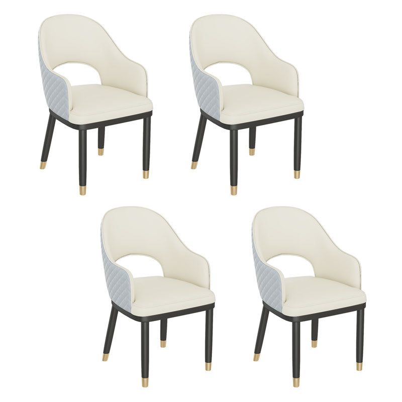Scandinavian Open Back Arm Dining Chairs Faux Leather Side Chair White 4 Piece Set Clearhalo ' kitchen&dining_furn' 'Dining Chairs' 'Dining Tables & Seating' 'dining_chair' 'furn' 'furn_dining_chair' 'Furniture' 'furniture_dining_chair' 'Kitchen & Dining Furniture' 'kitchen' 4694055