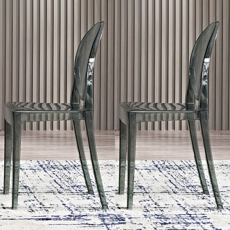 Scandinavian Open Back Side Chair for Home Plastic Dining Armless Chair Smoke Gray 2 Piece Set Clearhalo ' kitchen&dining_furn' 'Dining Chairs' 'Dining Tables & Seating' 'dining_chair' 'furn' 'furn_dining_chair' 'Furniture' 'furniture_dining_chair' 'Kitchen & Dining Furniture' 'kitchen' 4694059
