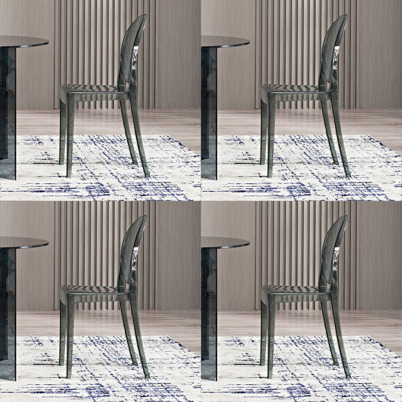 Scandinavian Open Back Side Chair for Home Plastic Dining Armless Chair Smoke Gray 4 Piece Set Clearhalo ' kitchen&dining_furn' 'Dining Chairs' 'Dining Tables & Seating' 'dining_chair' 'furn' 'furn_dining_chair' 'Furniture' 'furniture_dining_chair' 'Kitchen & Dining Furniture' 'kitchen' 4694061