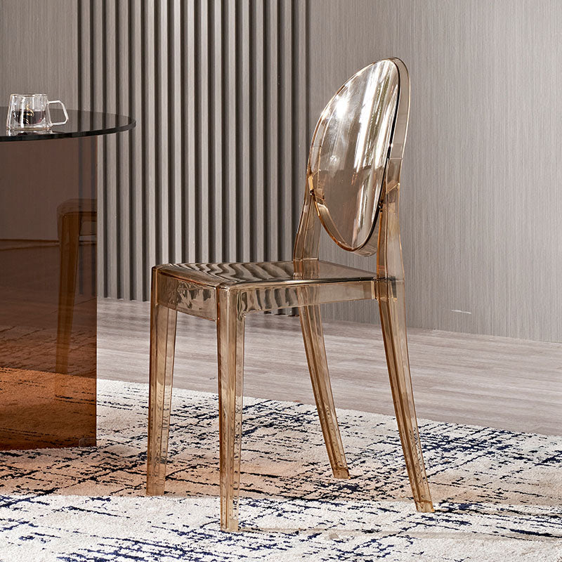Scandinavian Open Back Side Chair for Home Plastic Dining Armless Chair Amber 1 Piece Clearhalo ' kitchen&dining_furn' 'Dining Chairs' 'Dining Tables & Seating' 'dining_chair' 'furn' 'furn_dining_chair' 'Furniture' 'furniture_dining_chair' 'Kitchen & Dining Furniture' 'kitchen' 4694063