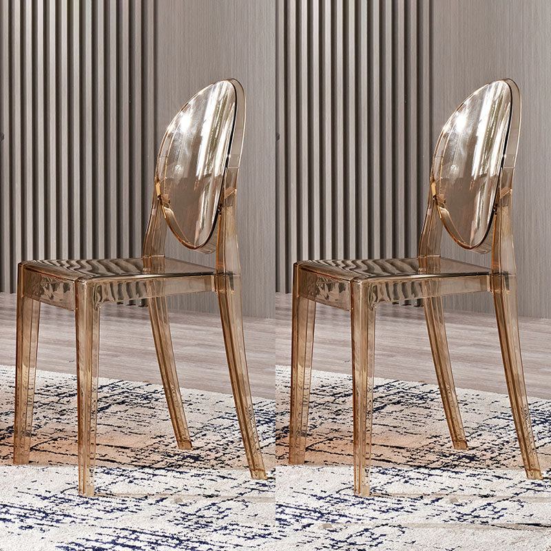 Scandinavian Open Back Side Chair for Home Plastic Dining Armless Chair Amber 2 Piece Set Clearhalo ' kitchen&dining_furn' 'Dining Chairs' 'Dining Tables & Seating' 'dining_chair' 'furn' 'furn_dining_chair' 'Furniture' 'furniture_dining_chair' 'Kitchen & Dining Furniture' 'kitchen' 4694065