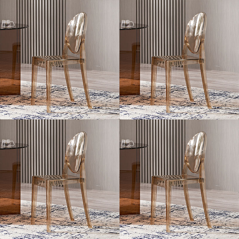 Scandinavian Open Back Side Chair for Home Plastic Dining Armless Chair Amber 4 Piece Set Clearhalo ' kitchen&dining_furn' 'Dining Chairs' 'Dining Tables & Seating' 'dining_chair' 'furn' 'furn_dining_chair' 'Furniture' 'furniture_dining_chair' 'Kitchen & Dining Furniture' 'kitchen' 4694067