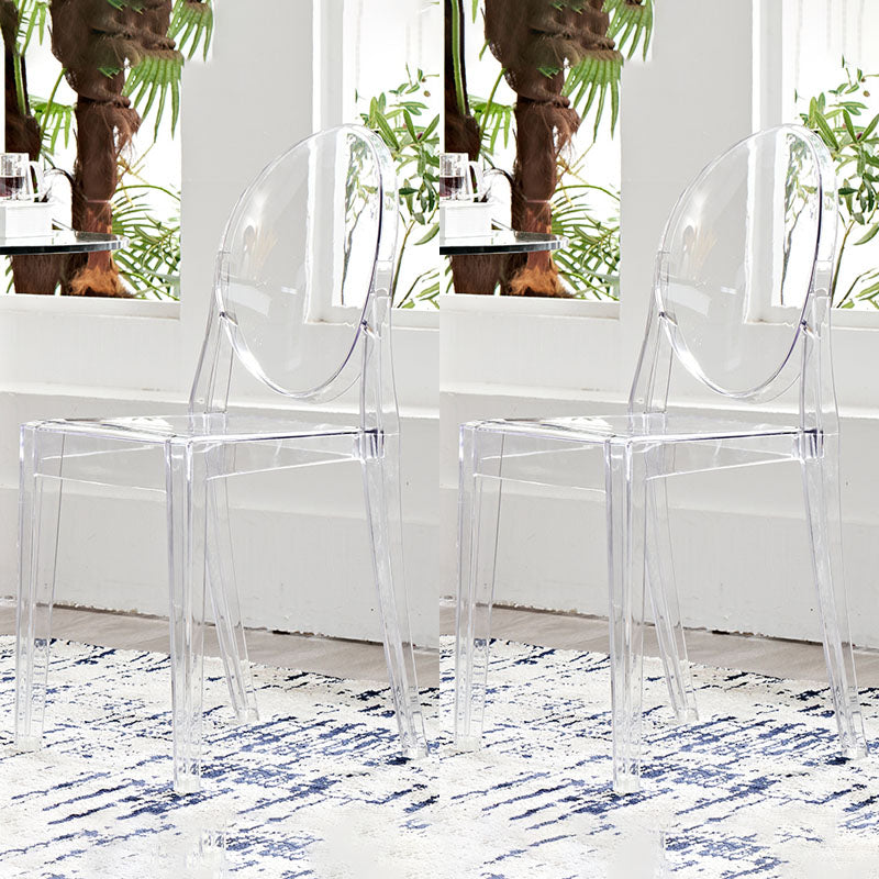 Scandinavian Open Back Side Chair for Home Plastic Dining Armless Chair Clear 2 Piece Set Clearhalo ' kitchen&dining_furn' 'Dining Chairs' 'Dining Tables & Seating' 'dining_chair' 'furn' 'furn_dining_chair' 'Furniture' 'furniture_dining_chair' 'Kitchen & Dining Furniture' 'kitchen' 4694071