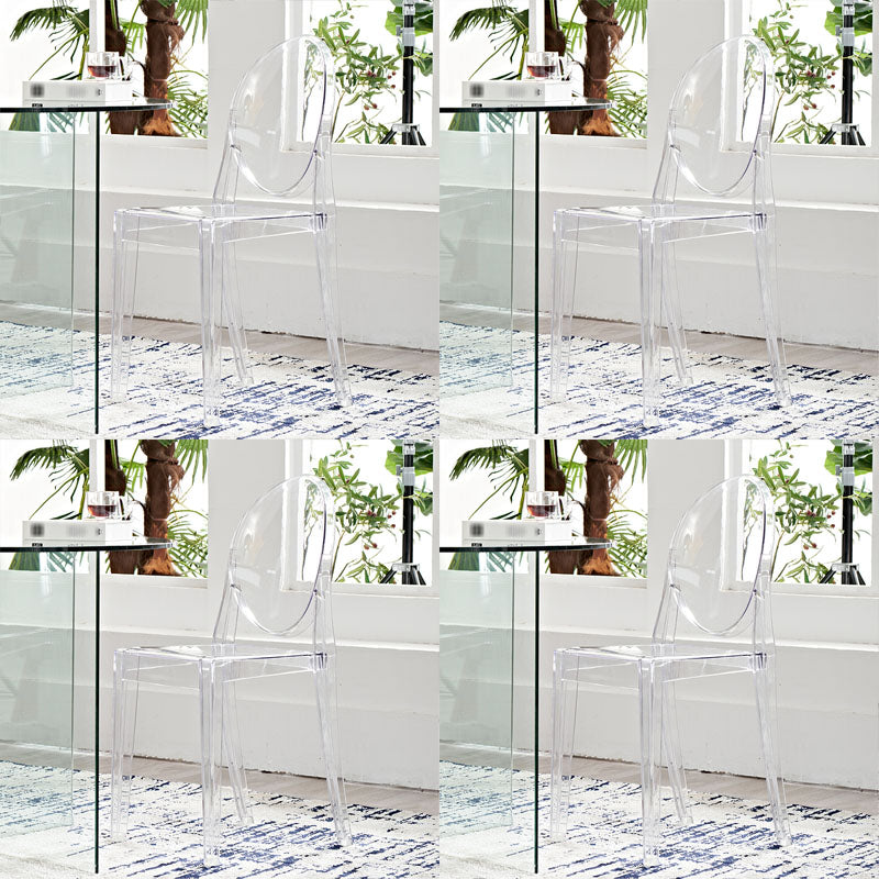 Scandinavian Open Back Side Chair for Home Plastic Dining Armless Chair Clear 4 Piece Set Clearhalo ' kitchen&dining_furn' 'Dining Chairs' 'Dining Tables & Seating' 'dining_chair' 'furn' 'furn_dining_chair' 'Furniture' 'furniture_dining_chair' 'Kitchen & Dining Furniture' 'kitchen' 4694073