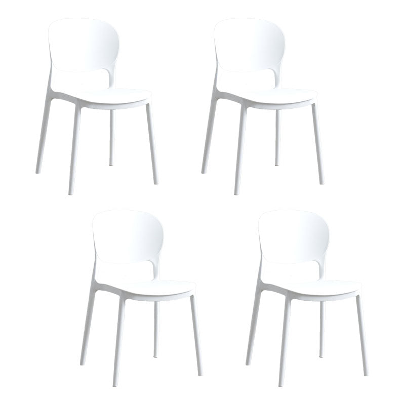 Modern Stackable Chairs Dining Armless Open Back Chairs with Plastic Legs for Kitchen White 4 Piece Set Clearhalo ' kitchen&dining_furn' 'Dining Chairs' 'Dining Tables & Seating' 'dining_chair' 'furn' 'furn_dining_chair' 'Furniture' 'furniture_dining_chair' 'Kitchen & Dining Furniture' 'kitchen' 4694080