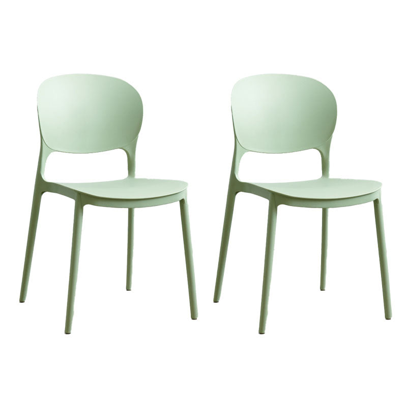 Modern Stackable Chairs Dining Armless Open Back Chairs with Plastic Legs for Kitchen Green 2 Piece Set Clearhalo ' kitchen&dining_furn' 'Dining Chairs' 'Dining Tables & Seating' 'dining_chair' 'furn' 'furn_dining_chair' 'Furniture' 'furniture_dining_chair' 'Kitchen & Dining Furniture' 'kitchen' 4694082