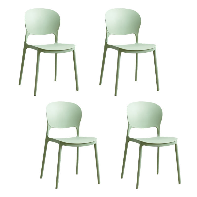 Modern Stackable Chairs Dining Armless Open Back Chairs with Plastic Legs for Kitchen Green 4 Piece Set Clearhalo ' kitchen&dining_furn' 'Dining Chairs' 'Dining Tables & Seating' 'dining_chair' 'furn' 'furn_dining_chair' 'Furniture' 'furniture_dining_chair' 'Kitchen & Dining Furniture' 'kitchen' 4694085