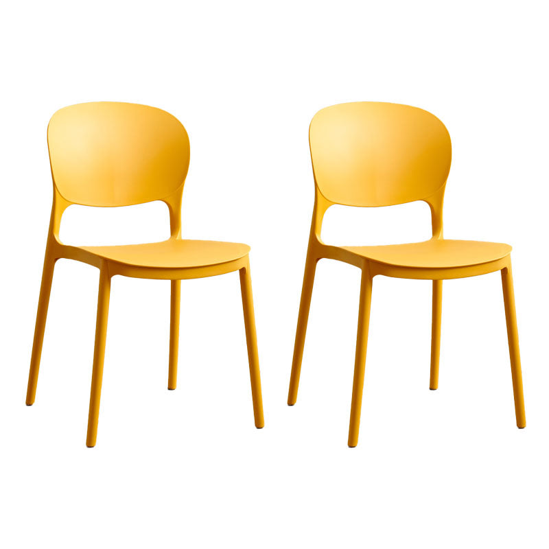 Modern Stackable Chairs Dining Armless Open Back Chairs with Plastic Legs for Kitchen Yellow 2 Piece Set Clearhalo ' kitchen&dining_furn' 'Dining Chairs' 'Dining Tables & Seating' 'dining_chair' 'furn' 'furn_dining_chair' 'Furniture' 'furniture_dining_chair' 'Kitchen & Dining Furniture' 'kitchen' 4694087