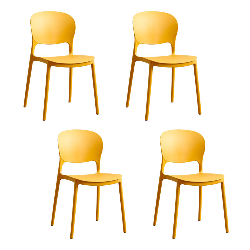 Modern Stackable Chairs Dining Armless Open Back Chairs with Plastic Legs for Kitchen Yellow 4 Piece Set Clearhalo ' kitchen&dining_furn' 'Dining Chairs' 'Dining Tables & Seating' 'dining_chair' 'furn' 'furn_dining_chair' 'Furniture' 'furniture_dining_chair' 'Kitchen & Dining Furniture' 'kitchen' 4694088