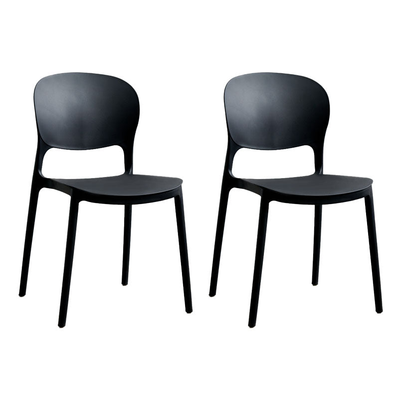Modern Stackable Chairs Dining Armless Open Back Chairs with Plastic Legs for Kitchen Black 2 Piece Set Clearhalo ' kitchen&dining_furn' 'Dining Chairs' 'Dining Tables & Seating' 'dining_chair' 'furn' 'furn_dining_chair' 'Furniture' 'furniture_dining_chair' 'Kitchen & Dining Furniture' 'kitchen' 4694090