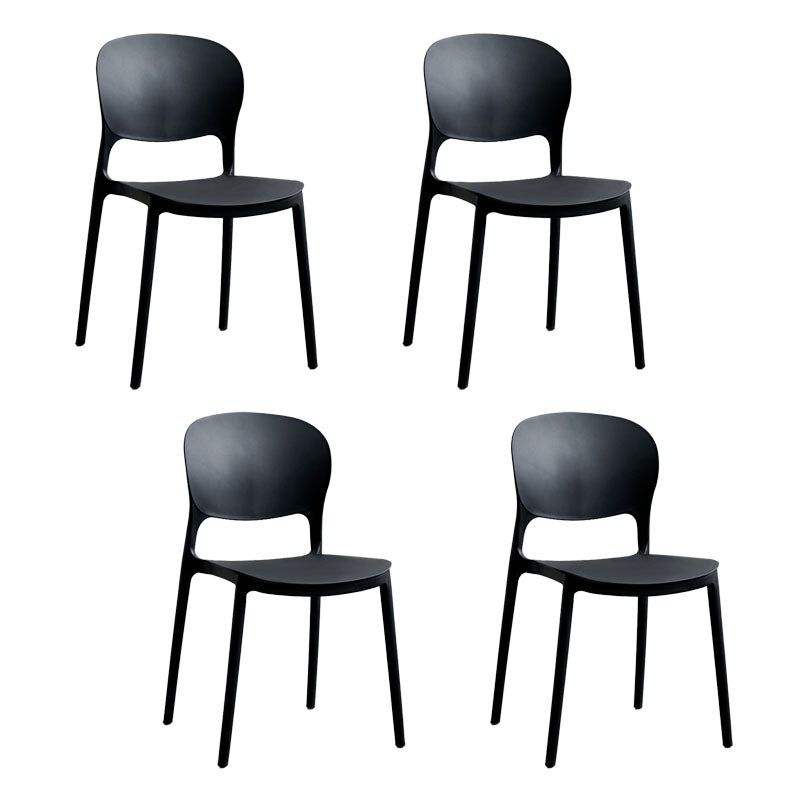 Modern Stackable Chairs Dining Armless Open Back Chairs with Plastic Legs for Kitchen Black 4 Piece Set Clearhalo ' kitchen&dining_furn' 'Dining Chairs' 'Dining Tables & Seating' 'dining_chair' 'furn' 'furn_dining_chair' 'Furniture' 'furniture_dining_chair' 'Kitchen & Dining Furniture' 'kitchen' 4694093