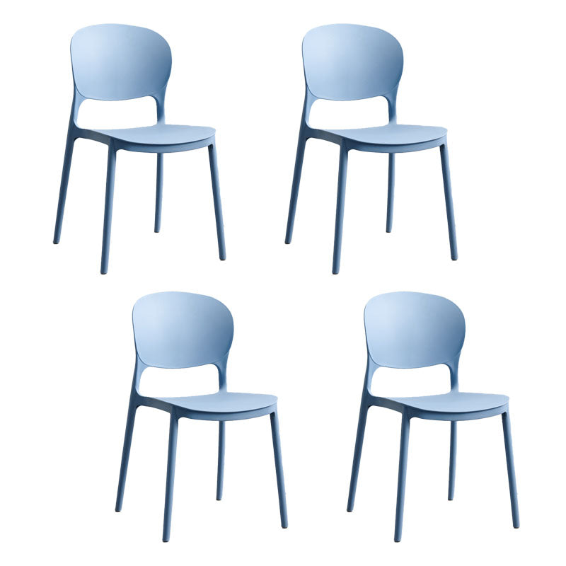 Modern Stackable Chairs Dining Armless Open Back Chairs with Plastic Legs for Kitchen Light Blue 4 Piece Set Clearhalo ' kitchen&dining_furn' 'Dining Chairs' 'Dining Tables & Seating' 'dining_chair' 'furn' 'furn_dining_chair' 'Furniture' 'furniture_dining_chair' 'Kitchen & Dining Furniture' 'kitchen' 4694097